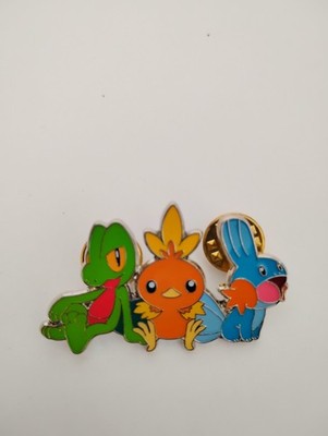 Pokemon TCG Hoenn Starters Trio Mudkip Torchic Treecko Enamel Pin Official