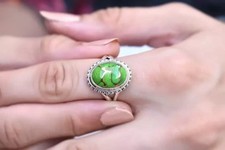 Green Turquoise Handmade Ring 925 Sterling Silver Beautiful Women Gift Ring RR14