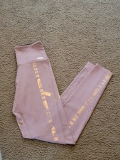 NWOT Victoria's Secret PINK High Waist Ultimate Leggings Gold Shine Logo XS