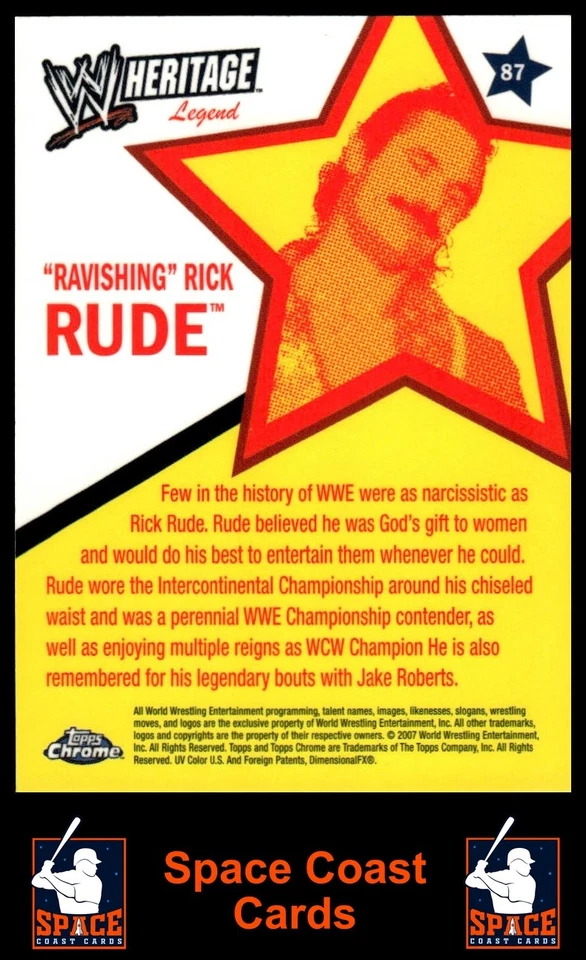 2007 Topps Chrome Heritage II WWE #87 Ravishing Rick Rude - Image 2 of 2