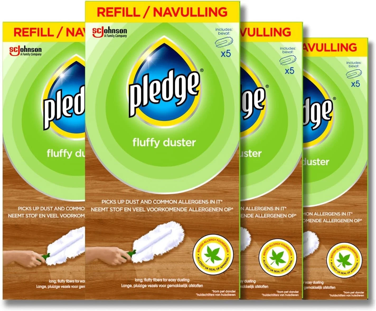 Pledge Fluffy Duster Refills x5 (Pack of 4)