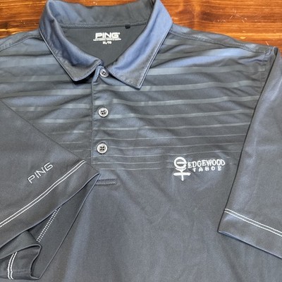 Edgewood Tahoe Golf Polo Shirt Mens Performance Ping Gray Stripe Sensor Cool XL