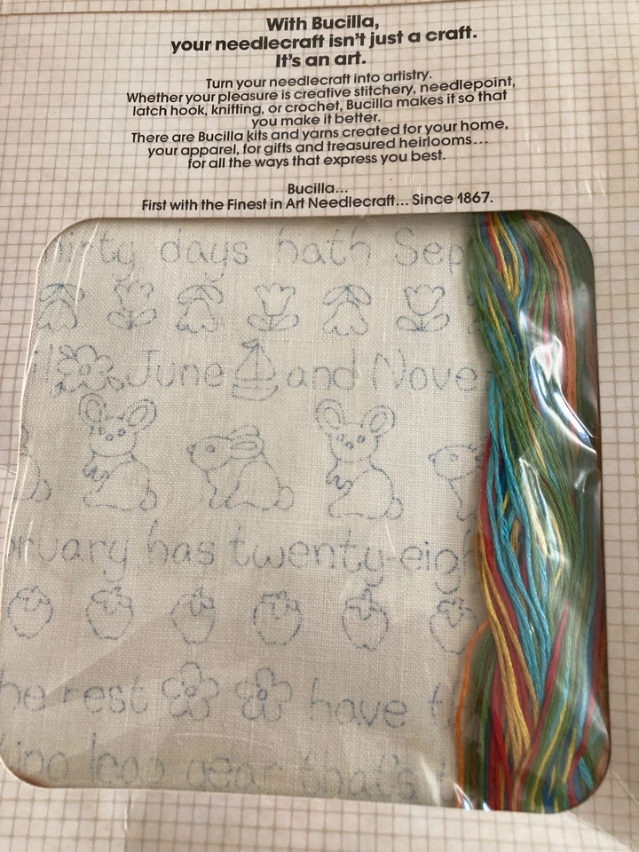 Vintage Bucilla Stitchery embroidery Sampler Thirty Days 48892 Needlecraft 12×16 - Изображение 2 из 4