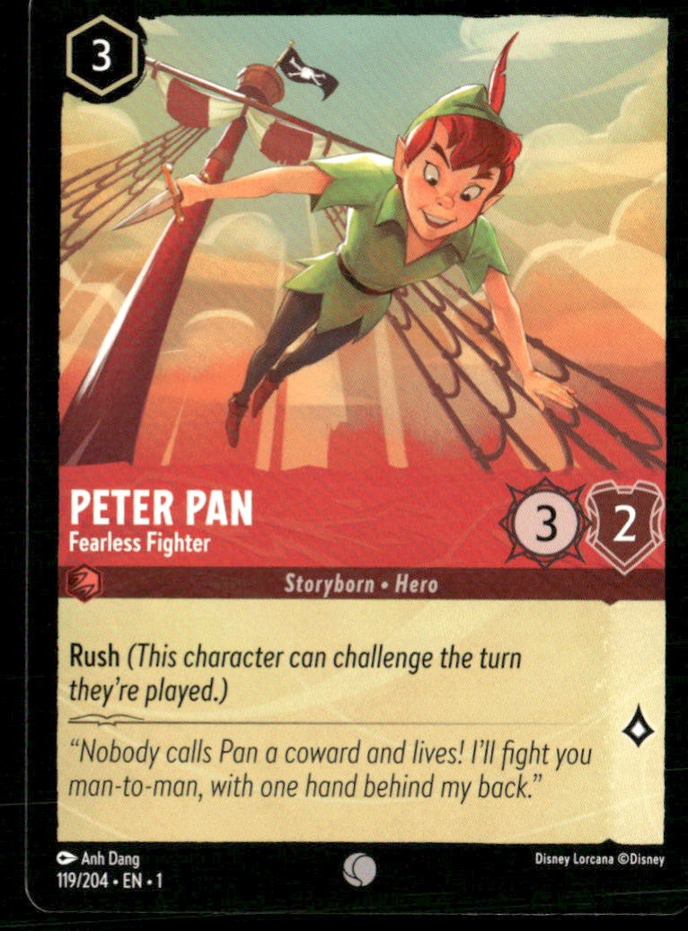 PETER PAN - FEARLESS FIGHTER 119/204 COMMON THE FIRST CHAPTER LORCANA NM