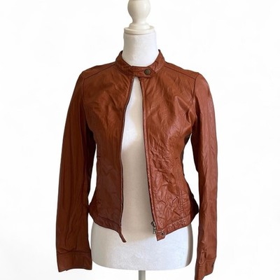 BLACK by moussy Brown Leather Basic Jacket Women