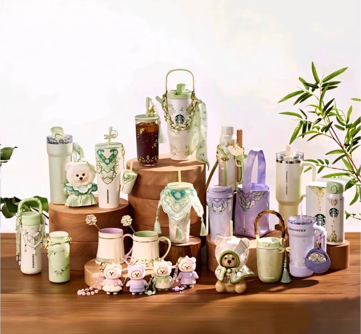 Starbucks China Spring Auspicious Pattern Tumbler Glass Bottle