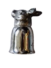 rABBIT HARE SILVER PLATE STIRRUP CUP SHOT GLASS COCKTAIL JIGGER VINTAGE neocurio