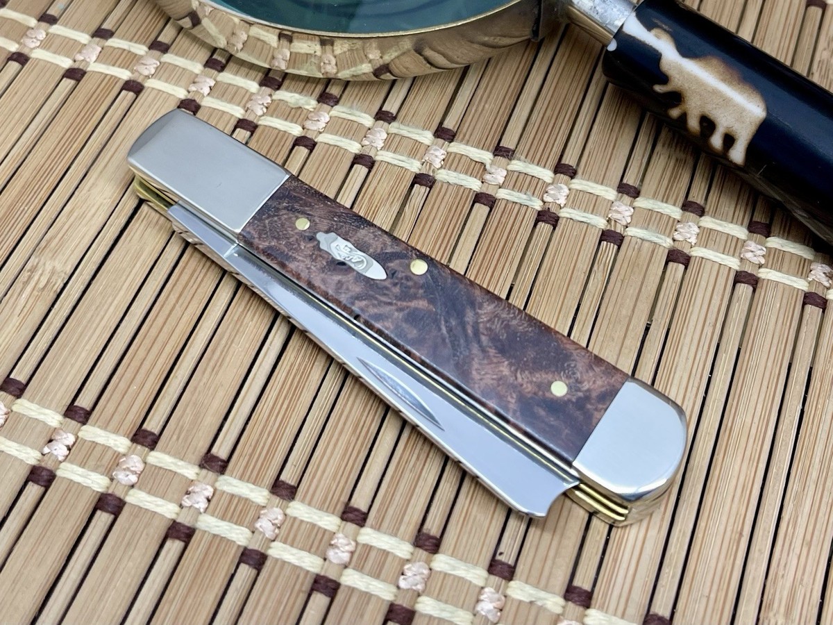 Case XX USA Brown Maple Burl 64058 Stainless Razor Barlow Pocket