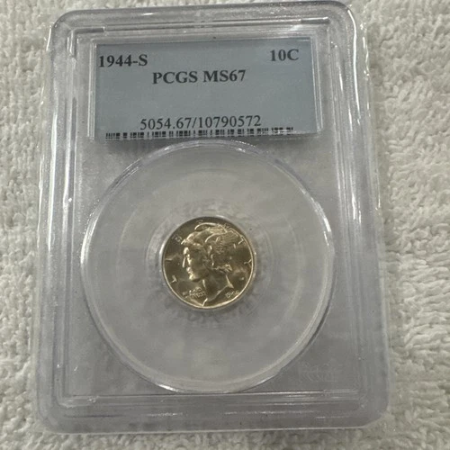 1944-S 10C Mercury Silver Dime PCGS MS67
