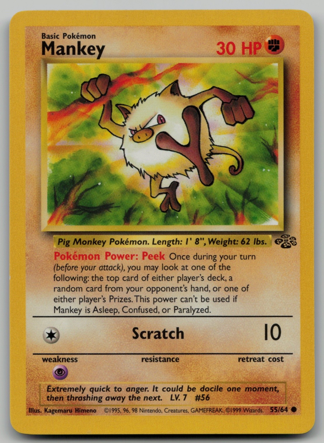 Mankey Common Jungle 55/64 NM