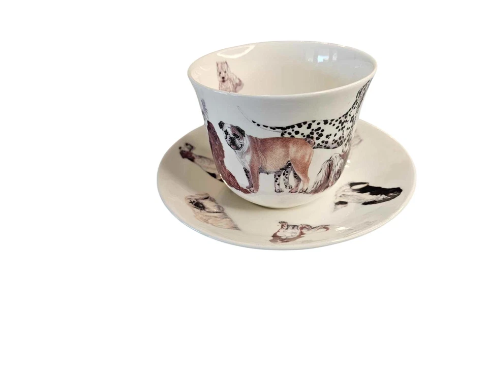 Taza de desayuno y platillo Roy Kirkham Dogs Galore 15 oz hueso China Inglaterra Foto 2 de 4