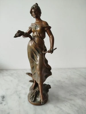 LA MOISSON statue Aug.Moreau Régule 32cm - Photo 1/4