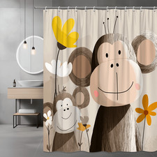 Monkey and Flower Shower Curtain Boho Animal Print
