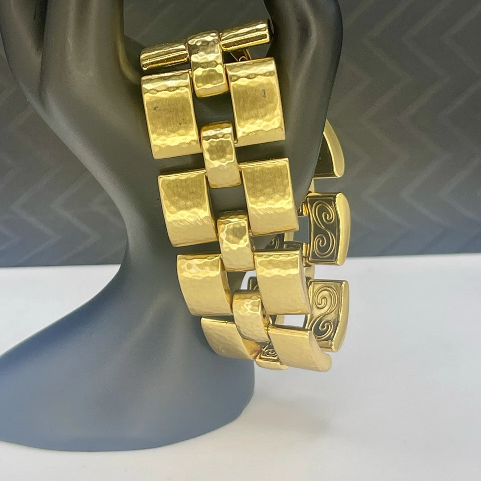 "Brazalete Brighton Dauphin JB5902 oro eslabón martillado correa de reloj estilo 7""" Foto 4 de 4