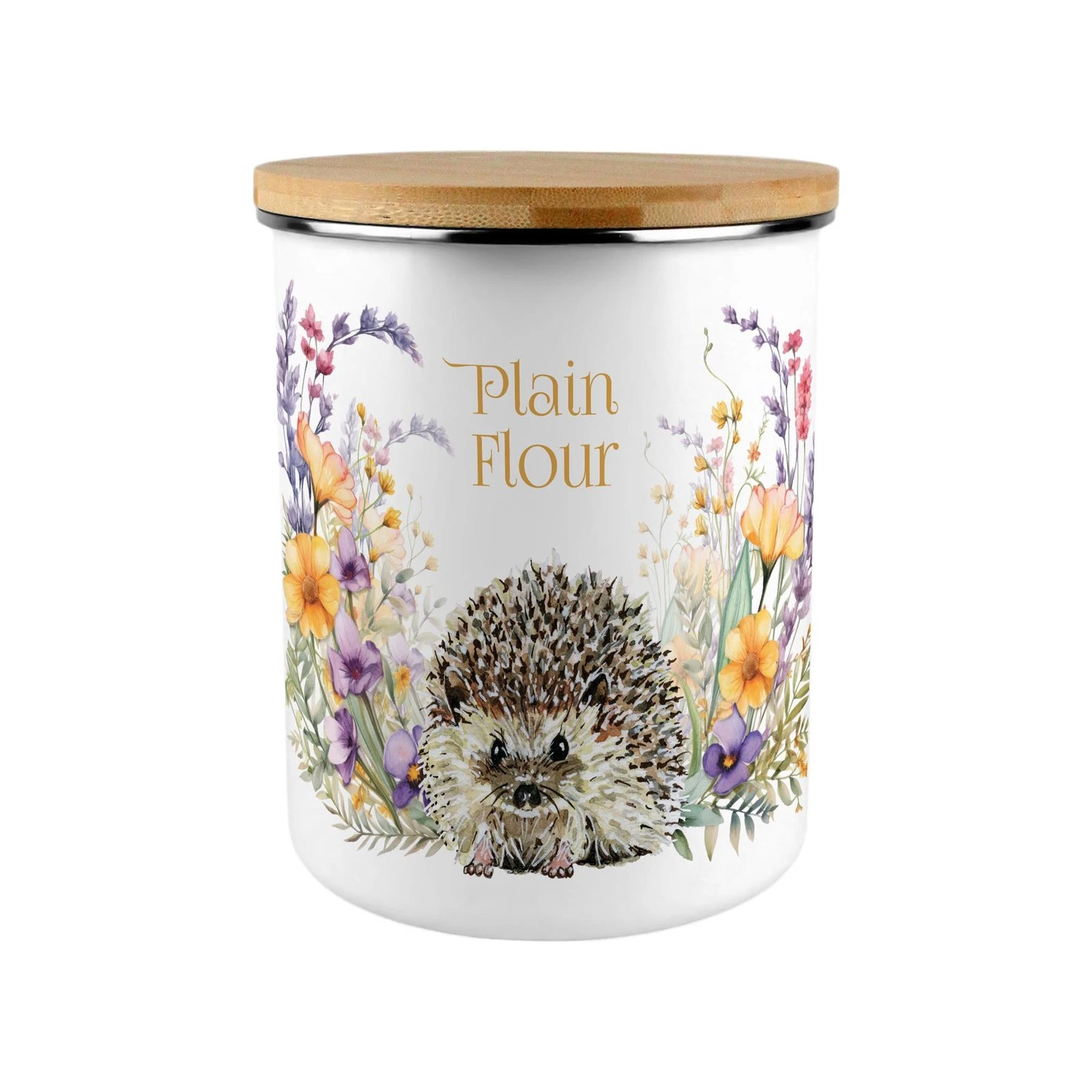Floral Hedgehog Plain Flour Storage Canister - 2.7L X-Large Kitchen Gifts