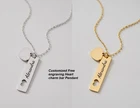 Custom engrave Cutout Heart Stainless Steel Name Bar Necklace | Engraved Pendant