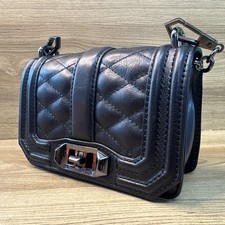Rebecca Minkoff Love Bag Black Quilted Leather Crossbody Gunmetal Turn Lock