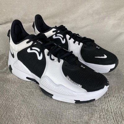 Nike PG 5 Team Shoes Mens Size 11.5 Black White Leather Basketball NEW