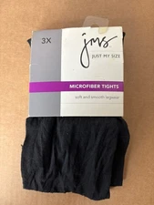 Just My Size 3x Microfiber Tights Plus Size Black New Old Stock with Original Pk
