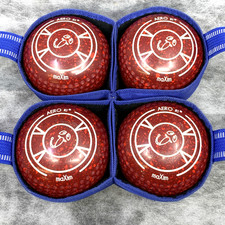 Set of 4 Aero maXim size 4H lawn/indoor bowls in Speckled Red - Stamped 25