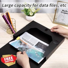 A4 Plastic File Folder Storage Box Document Organizer Black 4pk