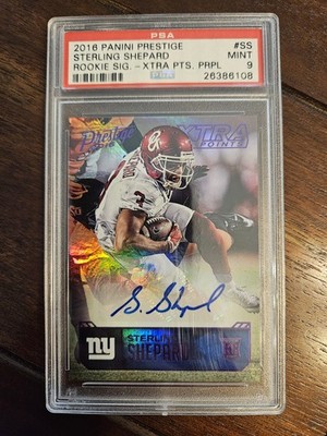2016 Panini Sterling Shepard Rookies Signatures Xtra Points Purple PSA 9 #/100