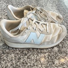 New Balance 237 GS237VF girls Athletic Sneakers Beige White Mesh Suede Lace Up
