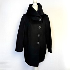 NWOT Sofia Cashmere Wool Suri Alpaca Blend Black Cocoon Coat Trench Coat Size 2