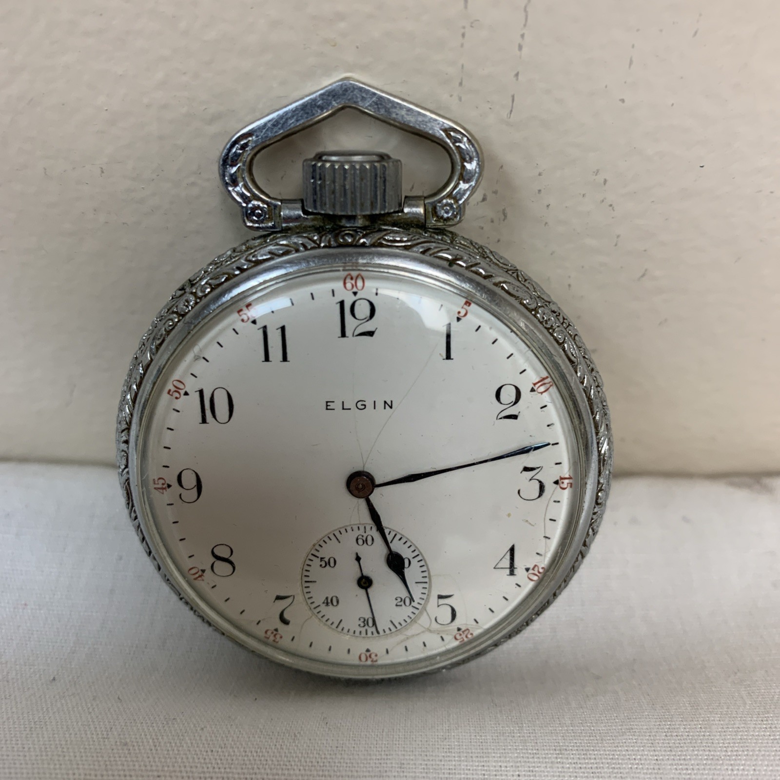 Elgin 1915 Railroad Pocket Watch 15j Deco Back Grade 313 Excellent