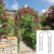 Garden Arch Arbor Trellis 7.2 FT Metal Archway Patio Pergola for Climbing Plants