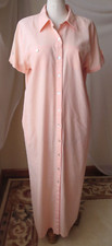 REAL COMFORT LIGHT PEACH DRESS LINEN/COTTON SHORT SLEEVE COLLARED BUTTON DOWN 16
