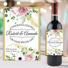 Personalised Congratulations Wedding Engagement Wine Champagne Bottle Label N180