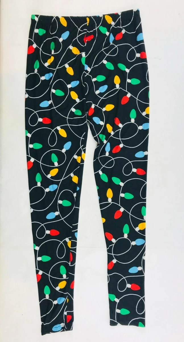 Two Left Feet Leggings Women's Size S/M Black Christmas Light