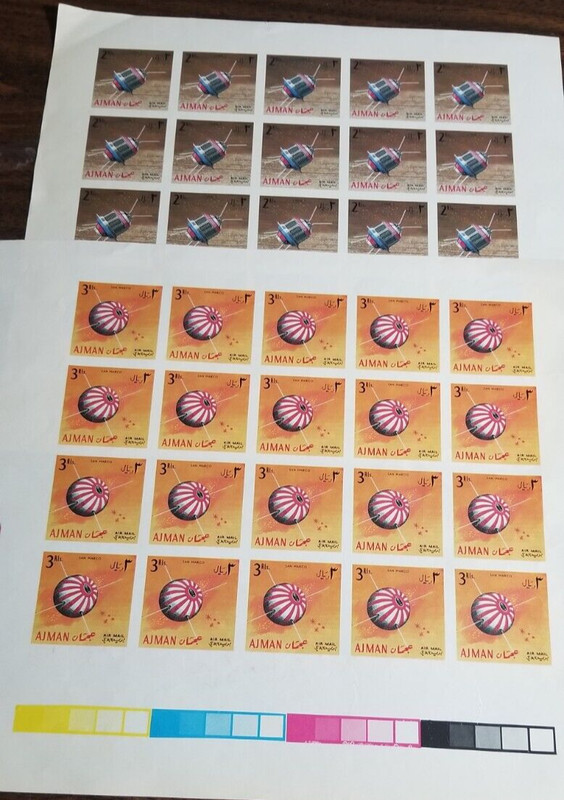 AJMAN-6 SHEETS OF 20 STAMPS(SATELITES)MNH 2 DIFFERENT