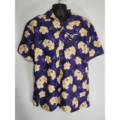 27 Sports Surf Shirt Short Sleeve Purple Yellow Bee Swarm XL, Made USA