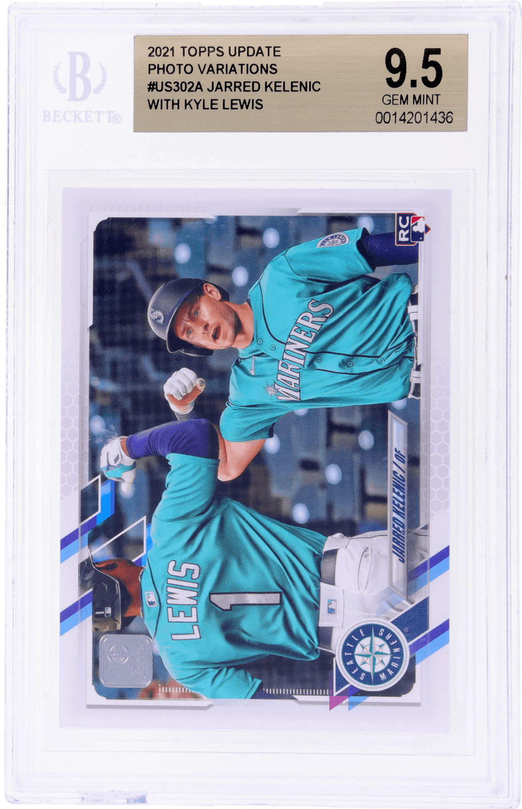 2021 Topps Update Jarred Kelenic/Kyle Lewis VAR SP #US302A BGS 9.5