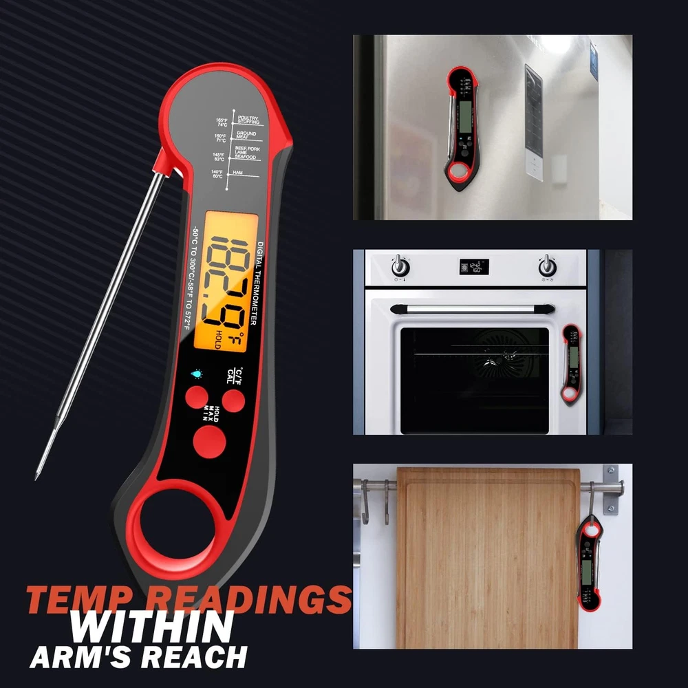 Meat Thermometer Digital, Instant Read Meat Thermometer for Grill and Cooking, I