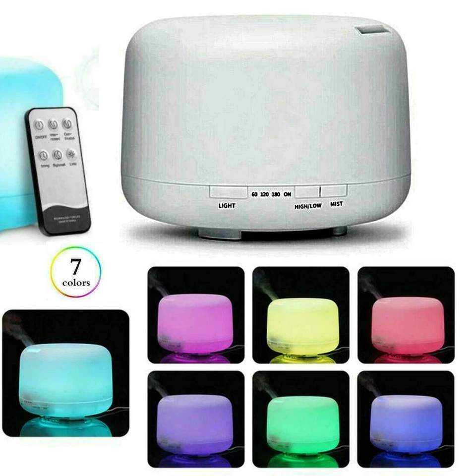 DIFFUSORE DI AROMI 500ML AROMATERAPIA 7 LED UMIDIFICATORE ULTRASUONI DEPURATORE  - Immagine 3 di 4