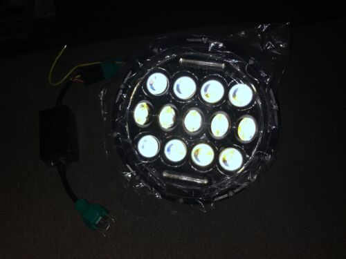 7" Round 75W LED Headlight Replacement with DRL Low and High Beam Black 1 Piece - Foto 1 di 8