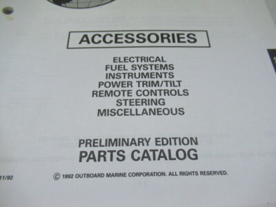 PM57 1993 Evinrude Accessories Prelim Edition Parts Catalog Manual