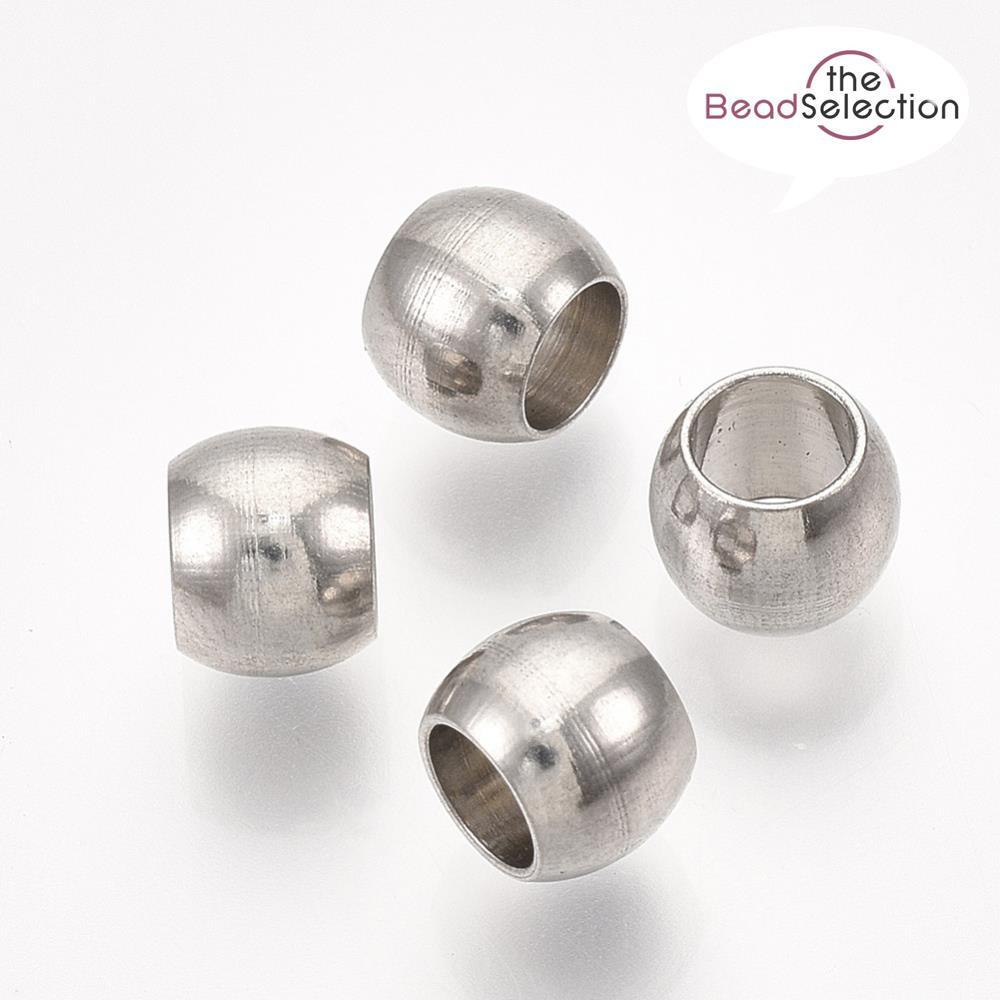 20 STAINLESS STEEL 201 SPACER BEADS 6mm ROUND RONDELLE LARGE HOLE