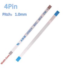 Pitch 1.0mm 4-Pin FFC/FPC Flexible Flat Cable 80C 60V Width 5mm L:50mm-3000mm