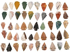 ** 50 Flint ARROWHEAD USA COLLECTION AMAZING COLORS 1"-1.3" Dovetail points **