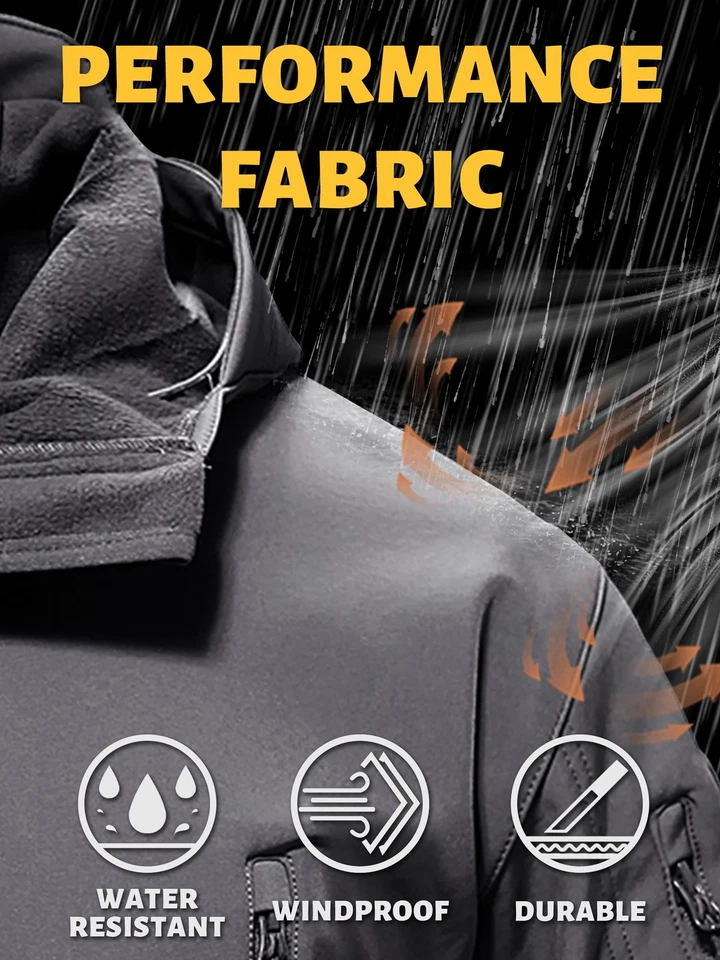 Chaqueta impermeable de caparazón suave para hombre Tacvasen trabajo al aire libre rompevientos abrigo de senderismo Foto 3 de 4