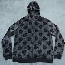 Star Wars Fleece Hoodie Boys Large 11-13 Full-Zip Long-Sleeve Gray Darth Vader
