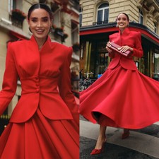 Dressy Women's Skirt Suit 2 Piece Set Vintage Party Wedding Casual Outfits