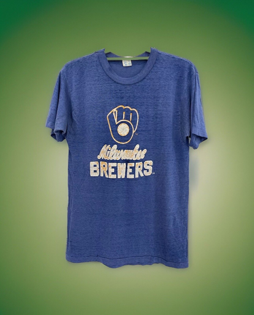 Vintage Milwaukee Brewers T Shirt Size Large Made in USA MLB 80s 