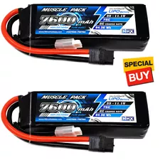 NHX Muscle Pack 3S 11.1V 7600mAh 75C Lipo Battery (2) w/ XT60 Connector