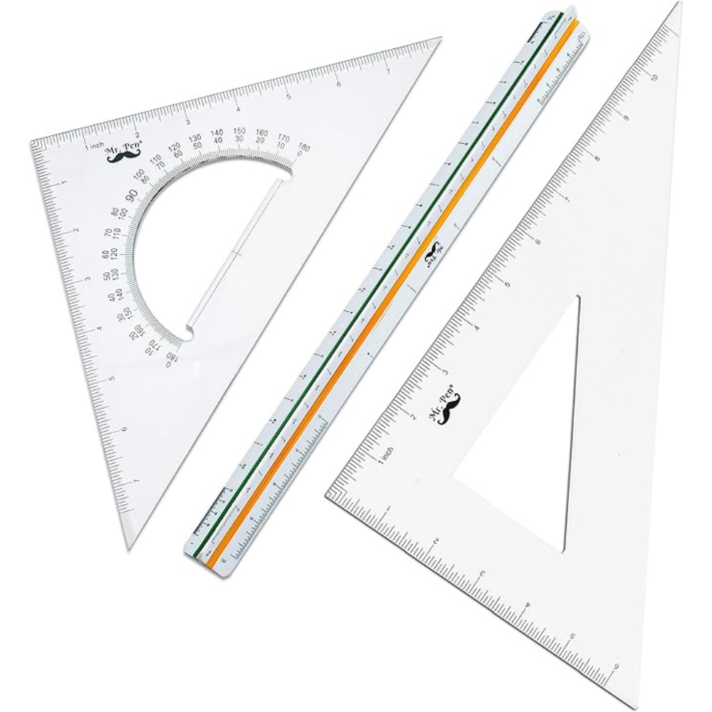 Triangular Set Square 3 Pcs Large Triangular Ruler Set Scale Architect Squares Triangle ...