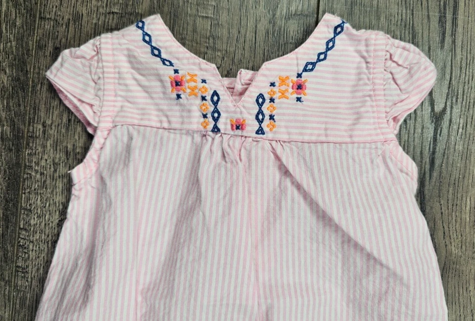 Baby Girl Clothes Just One You Carter's Newborn Pink Striped Flower Romper - Image 2 of 3